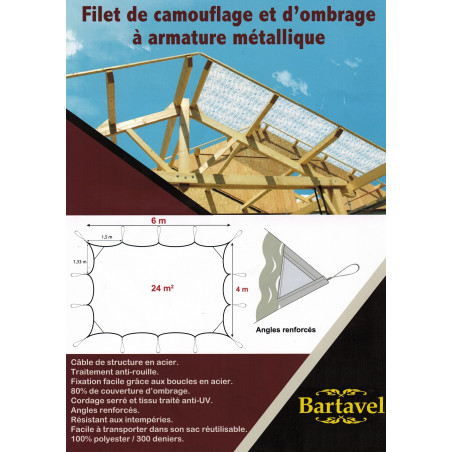Filet renforcé Bartavel (Câble Acier) - 80% - Blanc