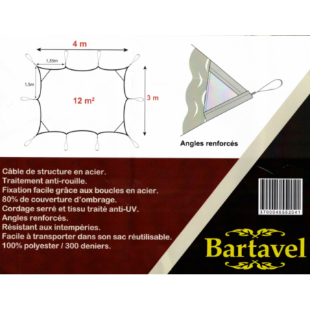 Filet renforcé Bartavel (Câble Acier) - 80% - Sable