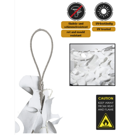 Filet de camouflage renforcé CamoSystems (Câble Acier) - 80% d'ombrage - Blanc/Gris